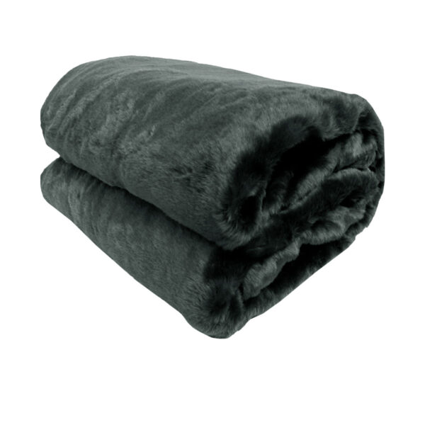 Fanno-Faux Mink Throw Rug Soft Polyester 127 x 152 cm Warm Home Decor Charcoal