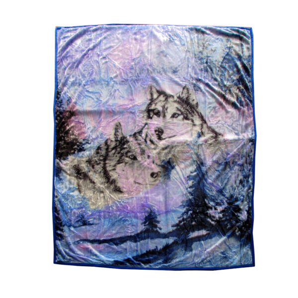 Fanno-Faux Mink Blanket Queen 200x240 cm Animal Print Soft Warm Polyester Winter Wolf