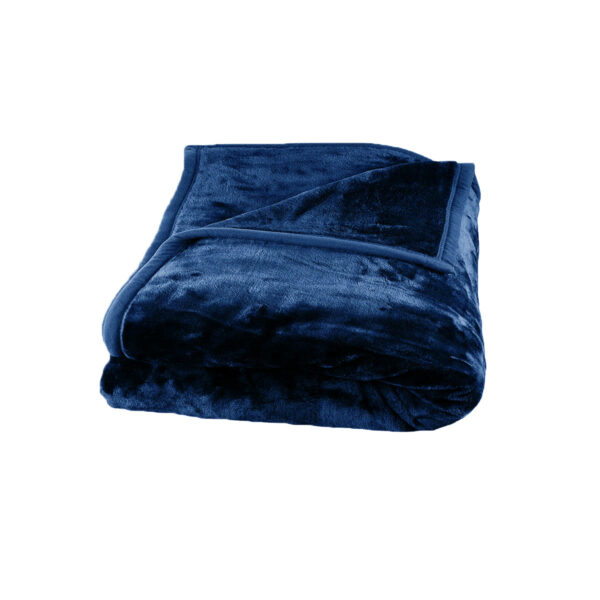 Fanno-Faux Mink Blanket Queen 200x240 cm 675gsm Soft Warm Cozy Bedding Navy