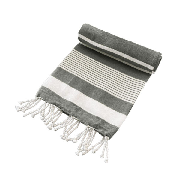 Fanno-Cotton Rich Large Turkish Beach Towel with Tassels Soft Absorbent Stripes Design