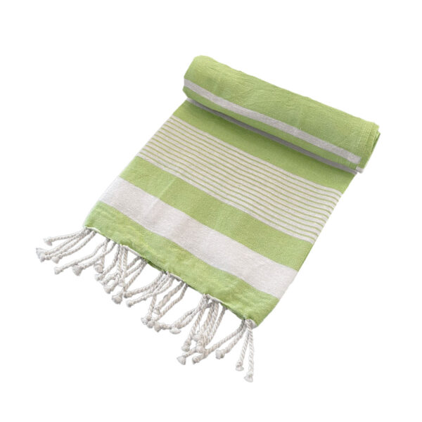 Fanno-Cotton Rich Large Turkish Beach Towel with Tassels Soft Absorbent Stripes Design