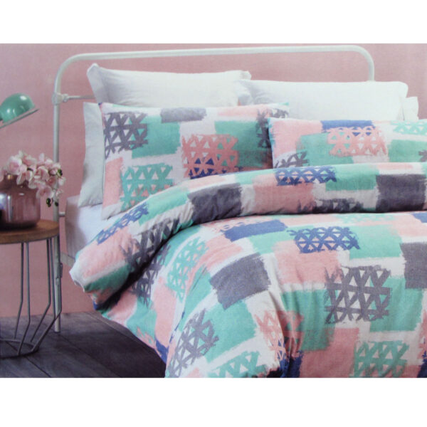 Fanno-Geometric Print Easy Care Quilt Cover Set in Pastel Hues for Bedroom Decor