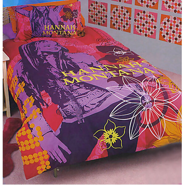 Fanno-Teen Musical Quilt Cover Set Single Disney Hannah Montana Purple Bedding Set