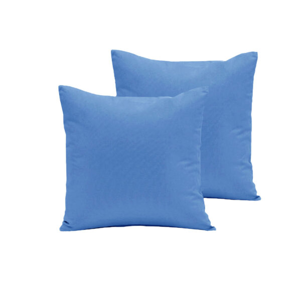 Fanno-Pair of Polyester Cotton European Pillowcases 65 x 65 cm Solid Color Mid Blue