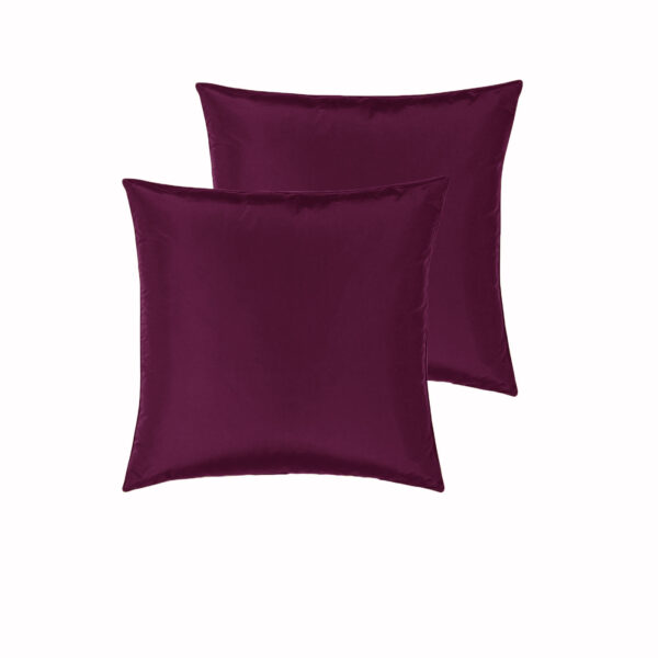 Fanno-Luxury Satin European Pillowcases Pair Soft Tangle-Free Machine Washable Burgundy