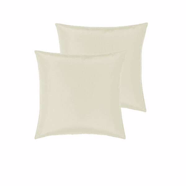 Fanno-Luxury Satin European Pillowcases Pair Soft Tangle-Free Machine Washable Ivory