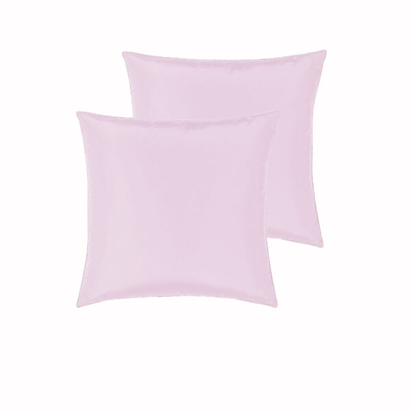 Fanno-Luxury Satin European Pillowcases Pair Soft Tangle-Free Machine Washable Pink