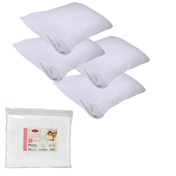 Fanno-Stain Resistant Standard Pillow Protectors 4 Pack Non Allergenic Soft Polypropylene