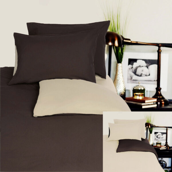 Fanno-Reversible Cotton Jersey Quilt Cover Set Double Chocolate Linen Soft Breathable