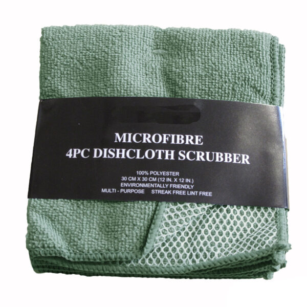 Fanno-Reusable Double-Sided Microfiber Kitchen Scrubber Cloths Pack of 4 Green