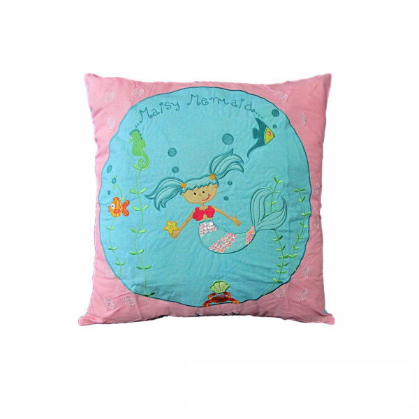 Fanno-Mermaid Square Cushion 43x43 cm Kids Bedroom Decor Sequins Print Embroidery