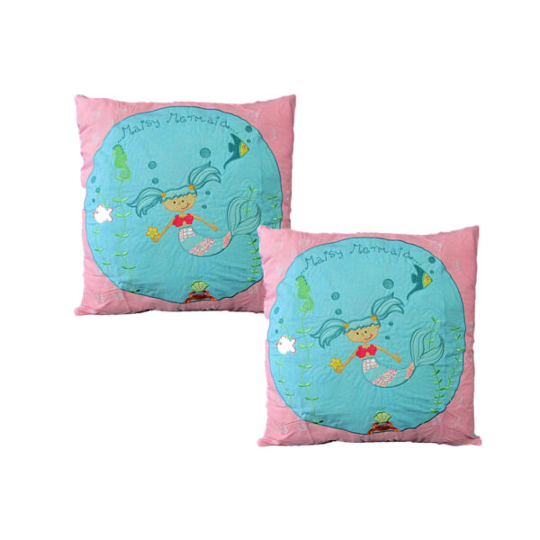 Fanno-Pack of 2 Shelley Mermaid Embroidered Cushion Covers 43 x 43 cm