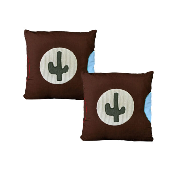 Fanno-Pack of 2 Wild West Embroidered Cushion Covers 43 x 43 cm