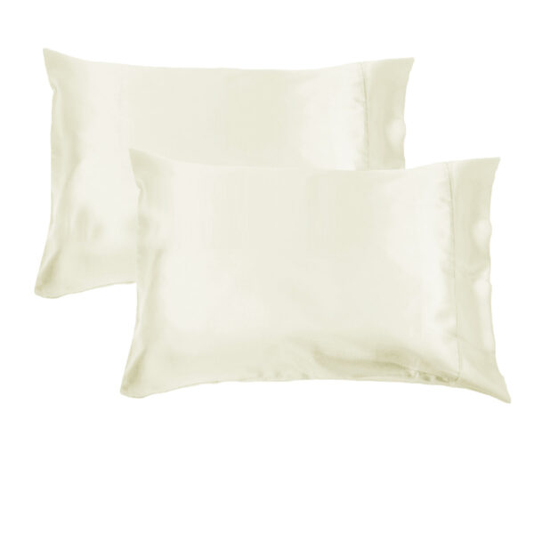 Fanno-Deluxe Satin Standard Pillowcases 300TC Soft Polyester Solid Color Set of 2