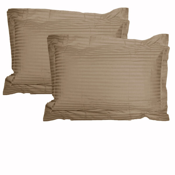 Fanno-Striped Jumbo Pillowcases Set of 2 325TC Cotton for Bedroom Decor Mocha