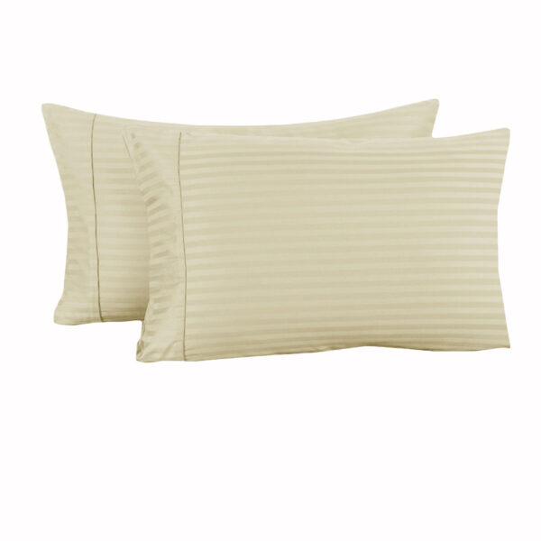 Fanno-Cuffed Pillowcases 325TC Soft Cotton Striped Design Set of 2 for Bedroom Decor