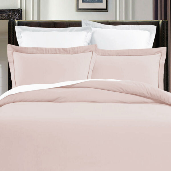 Fanno-Pima Cotton Quilt Cover Set 400TC Tailored Edge Rose Dust King Size Bedding