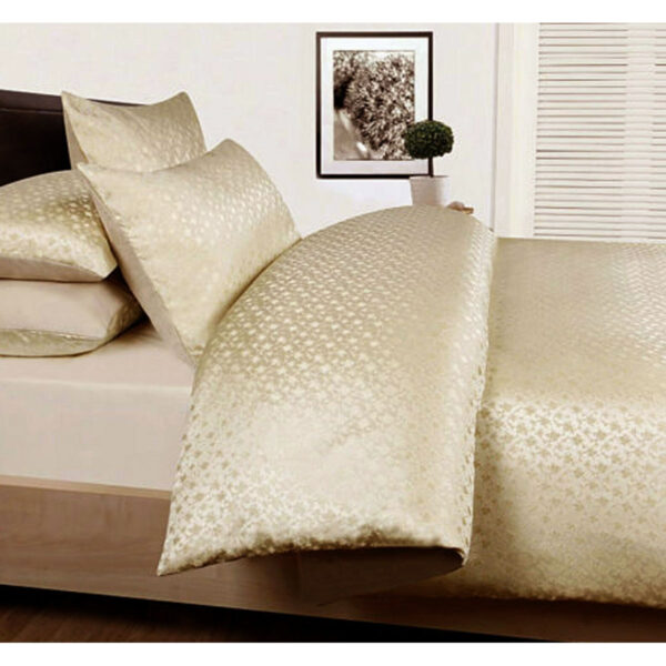 Fanno-Floral Jacquard Quilt Cover Set Cream Polyester Bedding for Double Bed