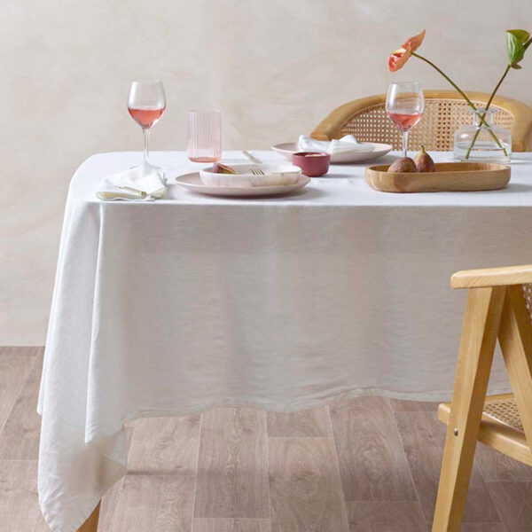 Fanno-Linen Cotton Tablecloth Solid Color Rectangle for Dining 130cm to 300cm Sizes