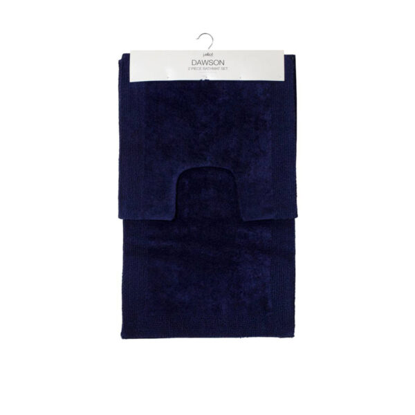 Fanno-2000GSM 2 Piece Cotton Bath Mat Set Reversible Solid Color Navy for Bathroom Decor