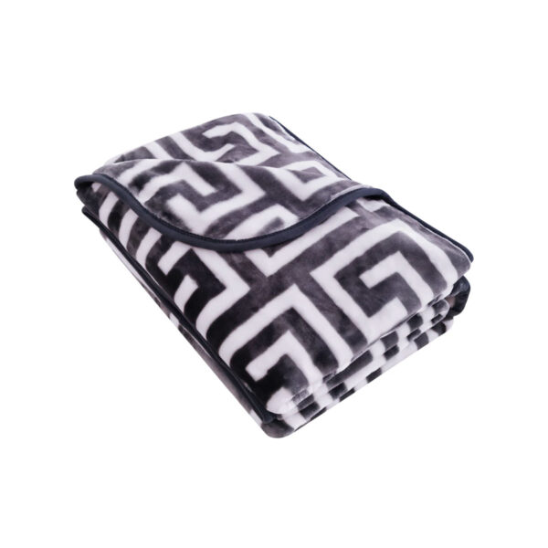 Fanno-800GSM Greek Key Charcoal Winter Premium Quality Mink Blanket Double Queen King