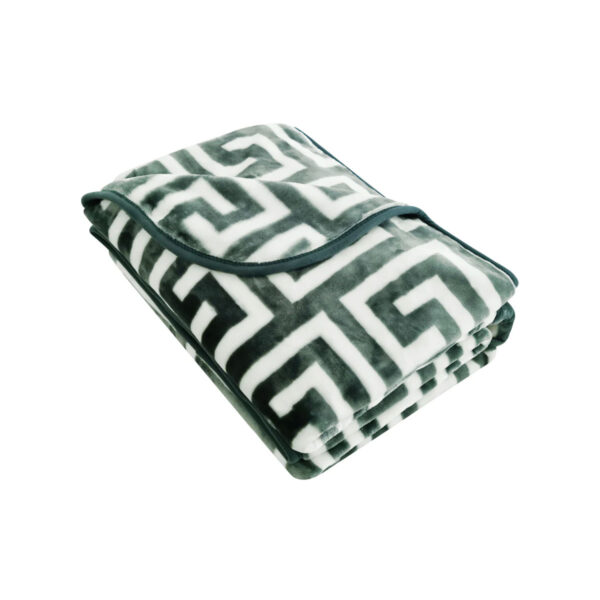 Fanno-800GSM Greek Key Green Winter Premium Quality Mink Blanket Double Queen King Size