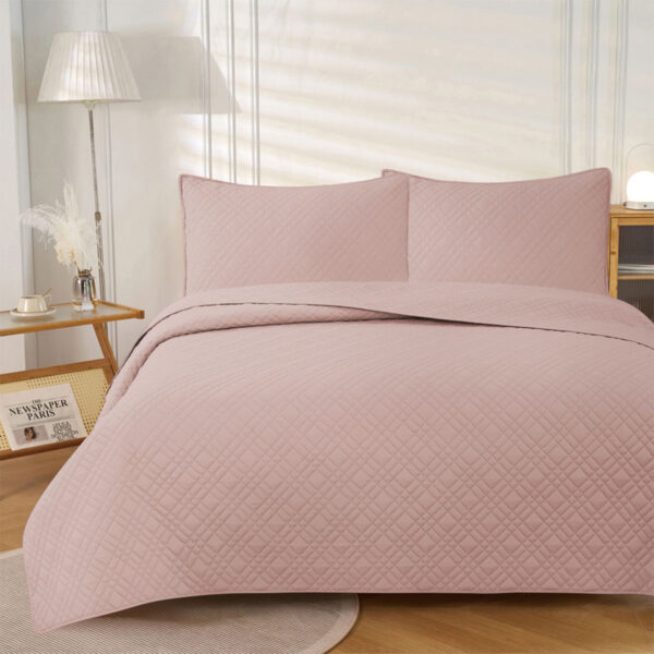 Fanno-Coverlet Set Reversible Lightly Quilted Ultrasonic Embossed Blush Queen King