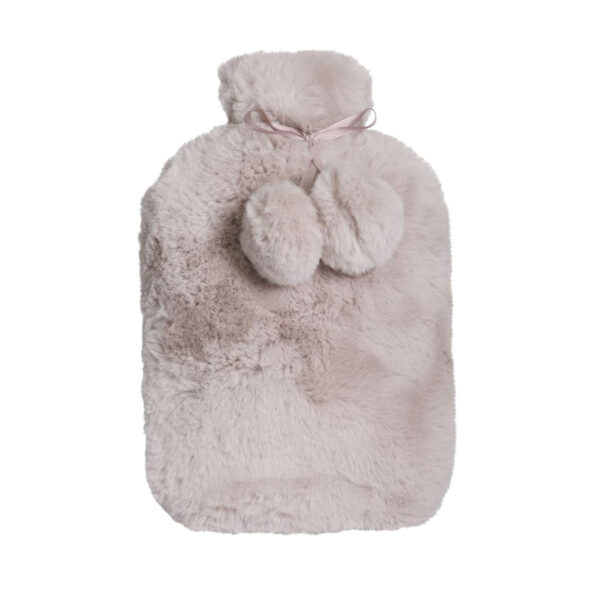 Fanno-Hot Water Bottle with Super Plush Faux Fur Cover 22 x 37 cm for Winter Warmth