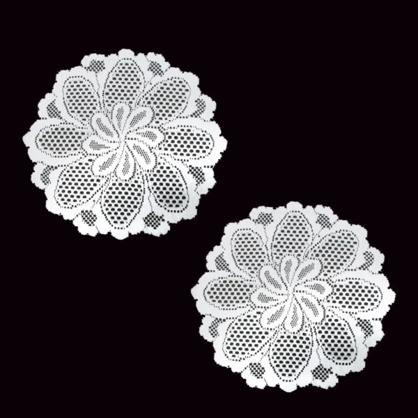 Fanno-Lace Doilies Set of 2 White 36 cm Floral Table Decor Polyester