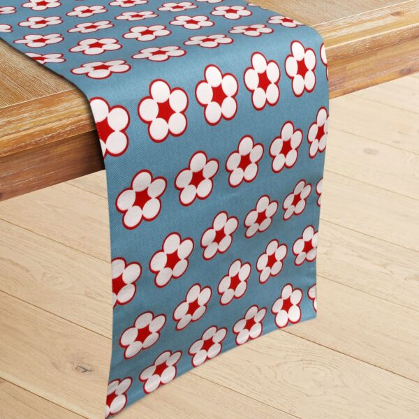 Fanno-Cotton Printed Table Runner 33 x 180 cm Floral Quatrefoil Design Machine Washable