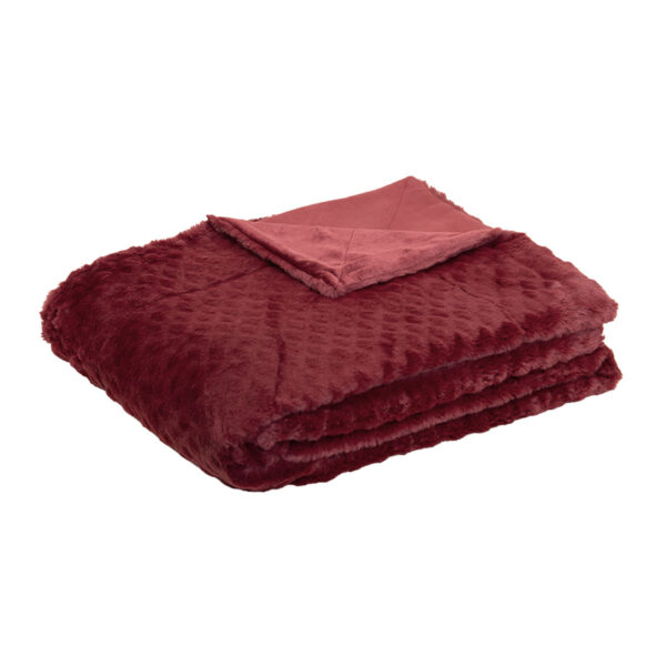 Fanno-Faux Fur Plush Throw Blanket 130x160cm Soft Polyester Home Decor Luxury Red