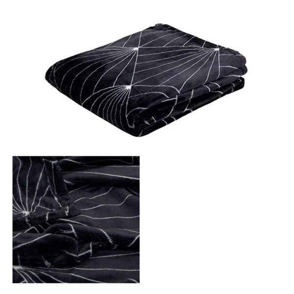 Fanno-Geometric Flannel Throw Rug 130 x 160 cm Soft Polyester Machine Washable Black