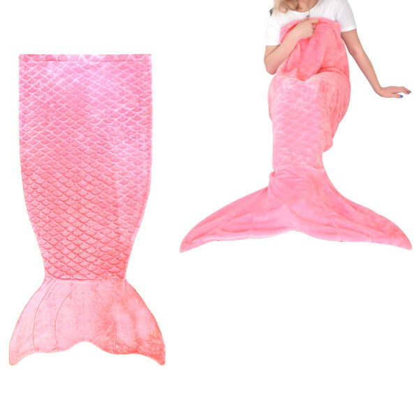 Fanno-Mermaid Tail Pink Soft Blanket Throw for Adults 63 x 152 cm Cozy Home Decor