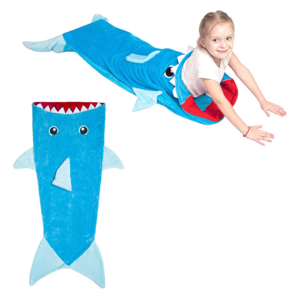 Fanno-Kids Shark Tail Soft Blanket Throw 50 x 140 cm Cozy Polyester for Home Decor