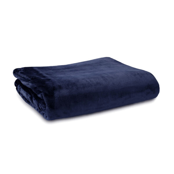 Fanno-Luxury Plush Blanket Soft Polyester Solid Colour Super King Size Navy