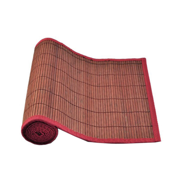 Fanno-Narrow Slat Bamboo Table Runner 140 x 33cm Woven Design Non-Skid Backing Ruby