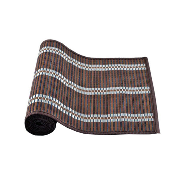 Fanno-Bamboo Table Runner 140 x 33cm Woven Design Non-Skid Backing Dark Brown Silver