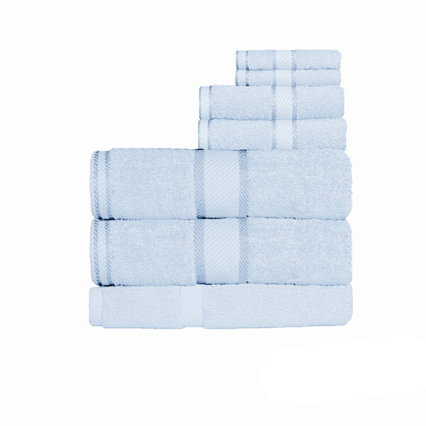 Fanno-Cotton 7 Piece Bath Sheet Set Soft Absorbent Luxury Towels Baby Blue 550gsm