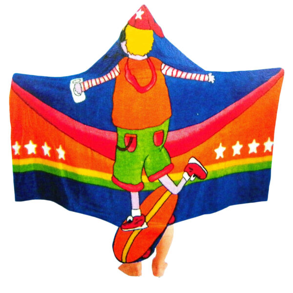 Fanno-Kids Cotton Velour Beach Cape with Cartoon Print and Hand Holds for Bathing Fun