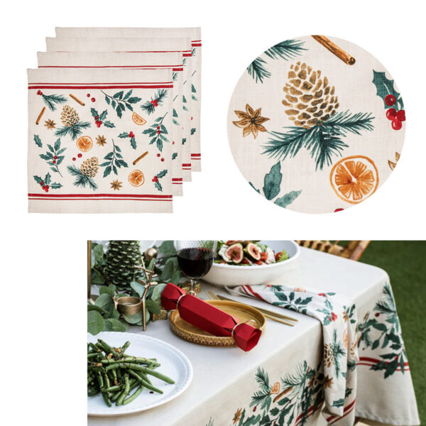 Fanno-Ladelle Set of 4 Evergreen 100% Cotton Napkins 45 x 45 cm