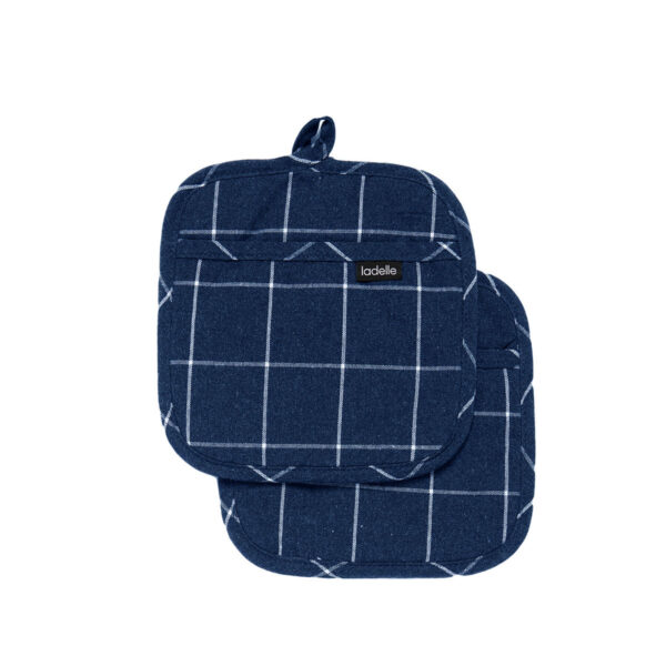 Fanno-Ladelle Eco Check Navy Set of 2 Pot Holders 21 x 21 cm