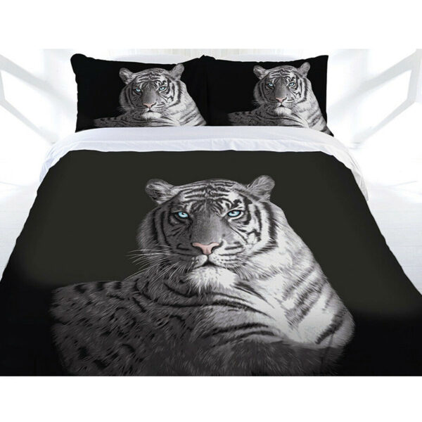 Fanno-Tiger Print Quilt Cover Set Queen Soft Polyester Cotton Blend Bedding Set