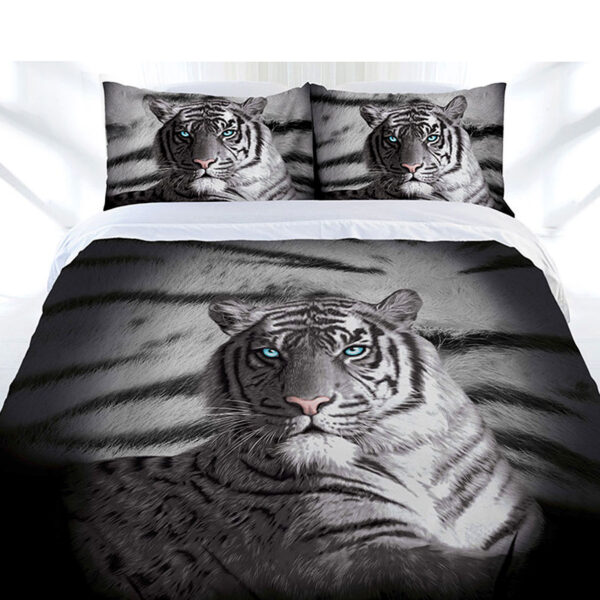 Fanno-Tiger Print Quilt Cover Set Soft Polyester Cotton Bedding for Bedroom Decor