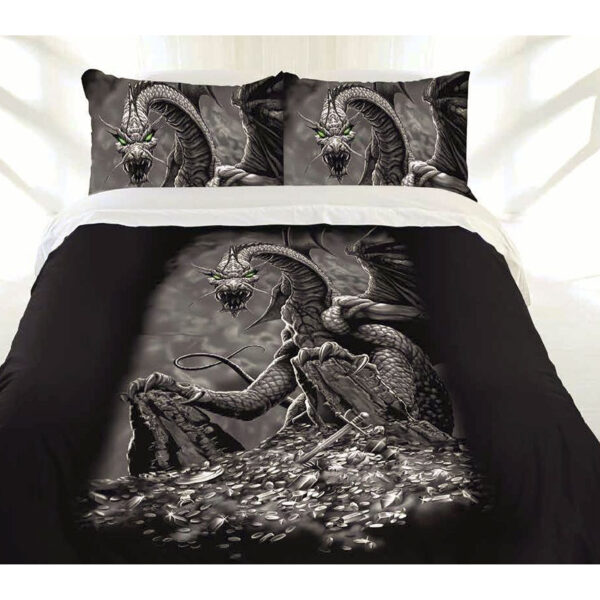 Fanno-Dragon Print Quilt Cover Set Microfiber Bedding for Single Double Queen Size