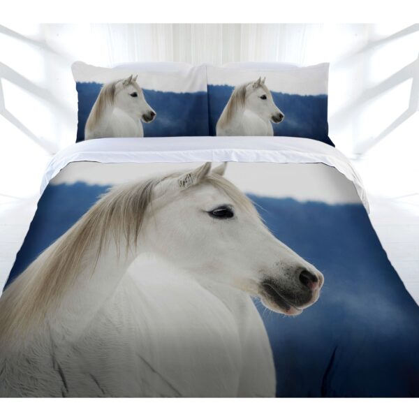 Fanno-Horse Print Quilt Cover Set Polyester Microfibre Bedding for Bedroom Decor Queen