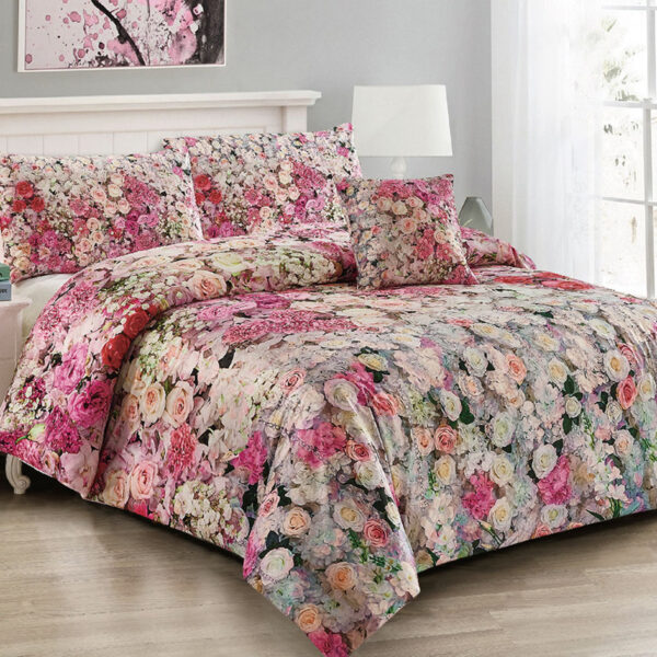 Fanno-Evaline Quilt Cover Set Floral Design Super King Velvet Multi Color