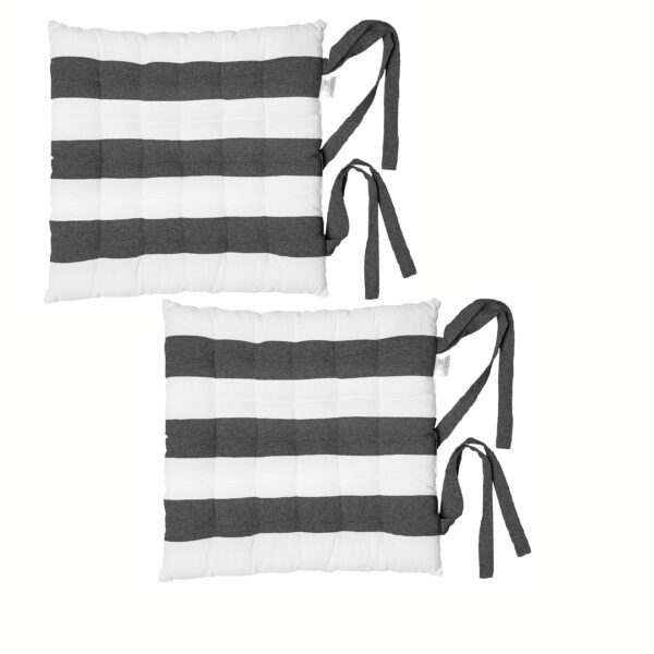 Fanno-Set of 2 Cotton Chair Pads 40x40 cm Tufted Stripe Design for Home Comfort