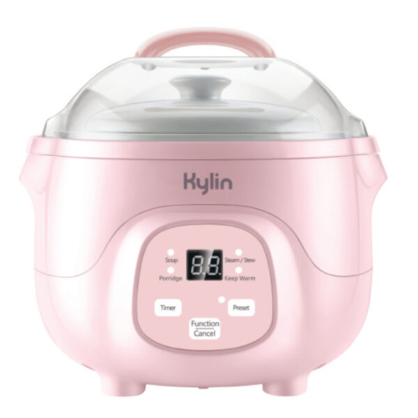 Fanno-Electric Multi-Stew Slow Cooker 0.7L Water Stewing Ceramic Liner Pink