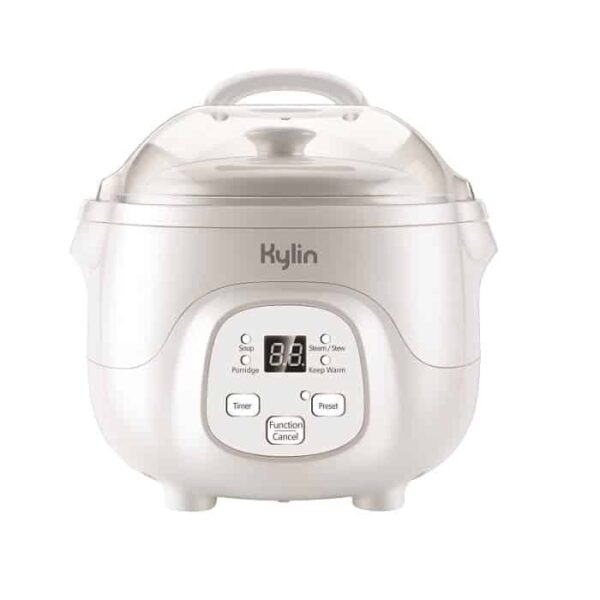 Fanno-Electric Multi-Stew Slow Cooker 0.7L Water Stewing Ceramic Liner White