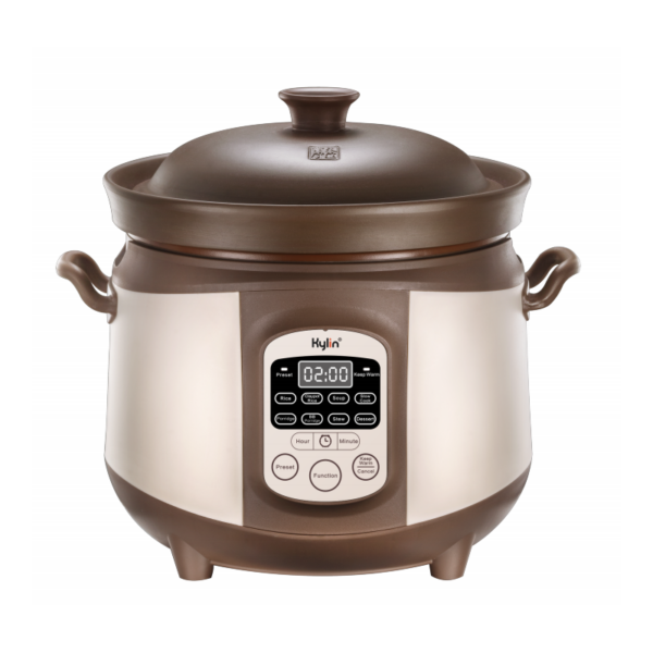 Fanno-Electric Purple Clay Pot Slow Cooker 4L for Soups Stews and Porridge Cooking